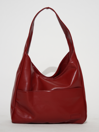 Stilvolle Damen-Schultertasche aus praktischem veganem Leder - Kirschrot
