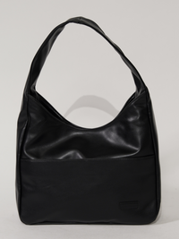 Stilvolle Damen-Schultertasche aus praktischem veganem Leder - Schwarz