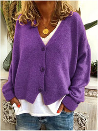 Annelie | Lockere Feminine Strickjacke - Lila