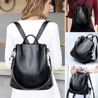 Stylischer, diebstahlsicherer Damenrucksack, strapazierfähig und wasserdicht - Schwarz