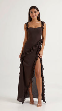 Selin | Elegantes Abend-Maxikleid - Braun