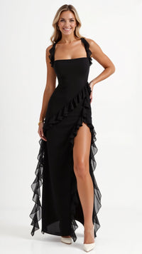 Selin | Elegantes Abend-Maxikleid - Schwarz