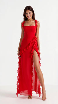 Selin | Elegantes Abend-Maxikleid - Rot