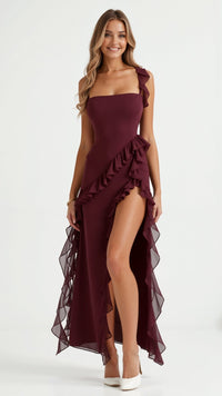 Selin | Elegantes Abend-Maxikleid - Bordeaux