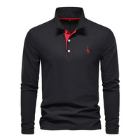 Antoine - Langärmeliges Herren-Poloshirt für den Alltag - Schwarz