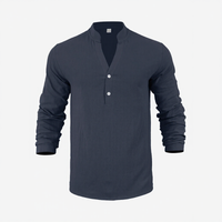 Stephan™ Hemd Aus Baumwoll-Leinen Mit Minimalistischem Design - Dunkelblau