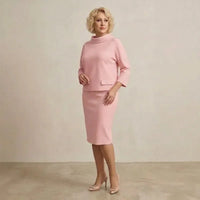 London Set™ mit Stehkragenbluse und vielseitigem klassischem Rock - Rosa