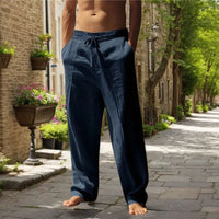 Oliver™ Baumwoll-Leinen-Hose mit elastischem Bund & verstellbarem Kordelzug - Dunkelblau