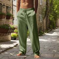 Oliver™ Baumwoll-Leinen-Hose mit elastischem Bund & verstellbarem Kordelzug - Grün