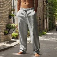 Oliver™ Baumwoll-Leinen-Hose mit elastischem Bund & verstellbarem Kordelzug - Grau