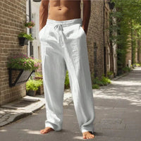 Oliver™ Baumwoll-Leinen-Hose mit elastischem Bund & verstellbarem Kordelzug - Weiß