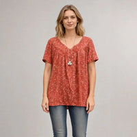 Lisboa™ Bluse aus Premium-Viskose mit V-Ausschnitt - Rot