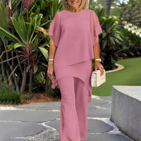 Giorgia™ Set – Bluse mit Lagen-Überwurf und minimalistischer Hose - Rosa