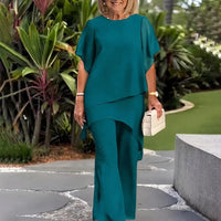 Giorgia™ Set – Bluse mit Lagen-Überwurf und minimalistischer Hose - Grün