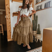 Belle Prairie™ Jeansrock Mit Fließenden Stufenlagen Im Used-Look - Braun