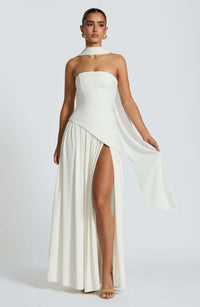 Tessa | Damen Maxikleid – Kraftvolles Zeitgemäßes Maxi Kleid - White