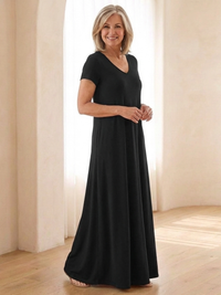 Samira | Maxikleid mit V-Ausschnitt und Taschen - Schwarz