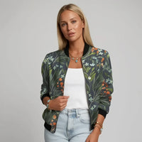 Barbara | Damen Lässiger Bomber Übergangsjacke - Grün