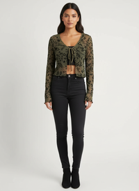 Transparente Mesh Damenjacke – Fleur - Olivgrün