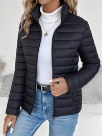 Cornelia | Damen Leichte Übergangsjacke mit Stehkragen - Schwarz