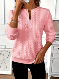 Lea | Damen Klassiker Zopfstrickpullover - Rosa
