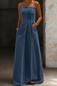 Savannah | Vintage Denim Maxikleid - Hellblau