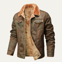 Dennis | Herren Klassische Gefütterte Lammfelljacke - Braun