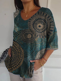 Zoey | Damen Vintage Kreis Totem Abstrakte Geometrie Lässiger Pullover Strick - Mehrfarbig
