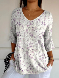 Sadie | Damen Vintage Blumen Kunst Casual Pullover Strick - Mehrfarbig