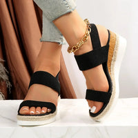 Damen Sandalen Wedge Riemen Sommer - Schwarz
