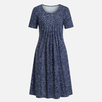 Käthe | Damen Viskose Midikleid Bindegürtel – Viskose Midi Tailliert Gürtel - Marineblau