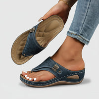 Damen Sandalen Riemen Klettverschluss - Marine