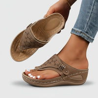 Damen Sandalen Riemen Klettverschluss - Braun