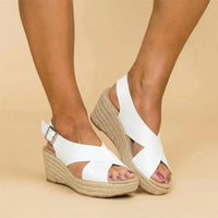 Damen Sandalen Kreuzgurt Wedge Sommer - Weiß