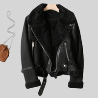 Nicole | Damen Linde Reißverschluss Bikerjacke - Schwarz