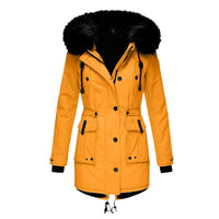 Damenparka mit Kapuze, Knöpfen und Taschen - Gold