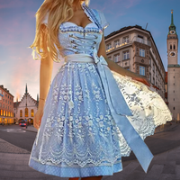 Eveline | Damen Elegantes Warmes Dirndl - Blau