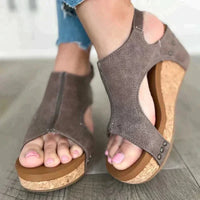 Damen Sandalen Orthopädischem Keilabsatz Sommer - Taupe
