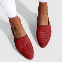 Damen Sandalen Geflochtene Sommer Schuhe Bequeme Freizeit - Rot