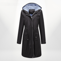 Angelika | Damen Klassisch Kordelzug Regenjacke - Schwarz