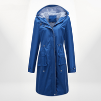Angelika | Damen Klassisch Kordelzug Regenjacke - Blau