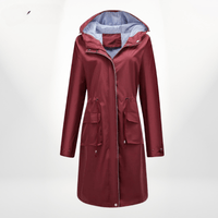Angelika | Damen Klassisch Kordelzug Regenjacke - Rot