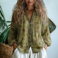 Ronja | Bestickte Bluse mit Blumenmotiven - Helles Olivgrün