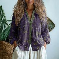 Ronja | Bestickte Bluse mit Blumenmotiven - Lila