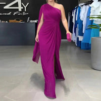Katharina™ Drapiertes One-Shoulder-Maxikleid - Lila