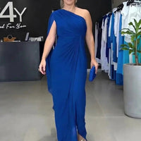 Katharina™ Drapiertes One-Shoulder-Maxikleid - Blau