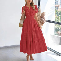 Floriana™ Kleid mit Stufenrock und Betonter Taille - Rot