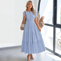 Floriana™ Kleid mit Stufenrock und Betonter Taille - Hellblau