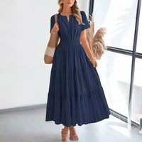Floriana™ Kleid mit Stufenrock und Betonter Taille - Dunkelblau