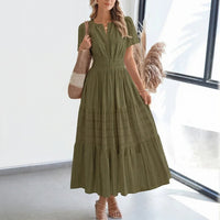 Floriana™ Kleid mit Stufenrock und Betonter Taille - Grün